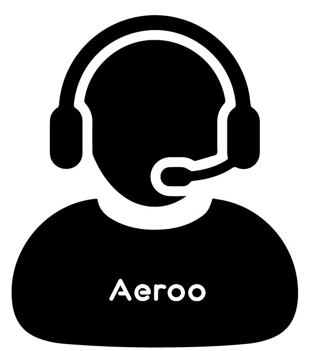 Icon of a support agent with "Aeroo" on their shirt