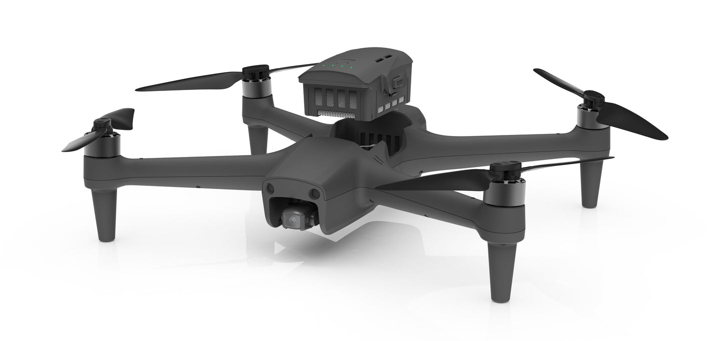 Aeroo Pro drone from front and slightly above with battery being inserted