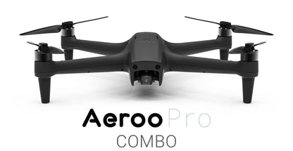 Aeroo Pro drone from front with the text "Aeroo Pro Combo" underneath